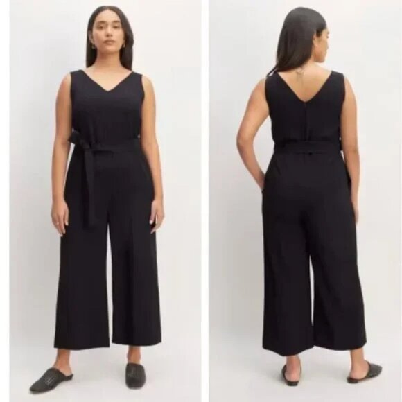 Everlane The Ultimate Crop Jumpsuit Women's Size 4 Black Wide Leg - Picture 2 of 14